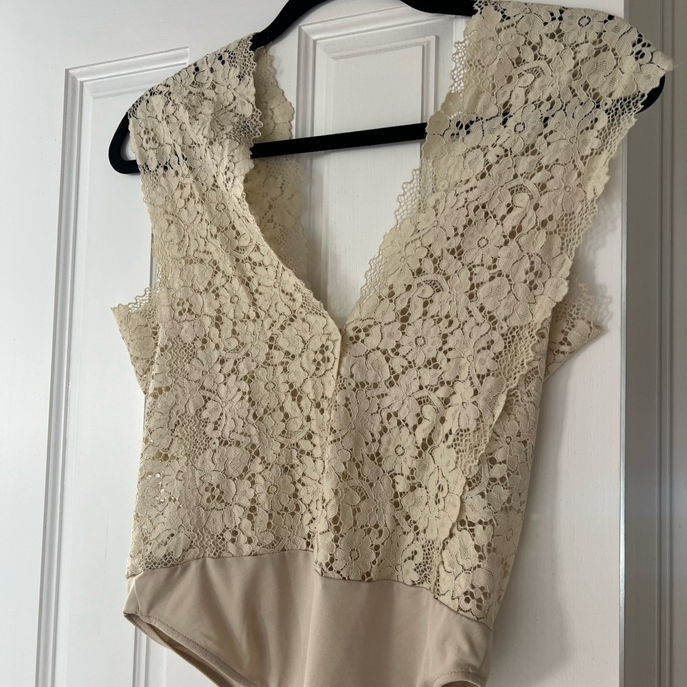 Zara Beige Lace Bodysuit